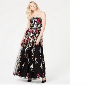 City Studios Juniors' Embroidered Strapless Gown Size 9